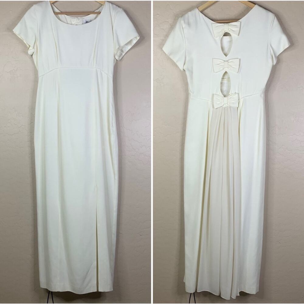 Vtg JEFFREY DARA TOM BARRA Ivory wedding Evening Formal Gown Maxi Dress SIZE 10P